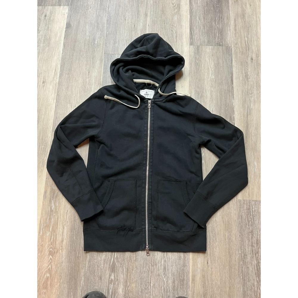 reigning champ terry slim midweight black zip up hoodie xs